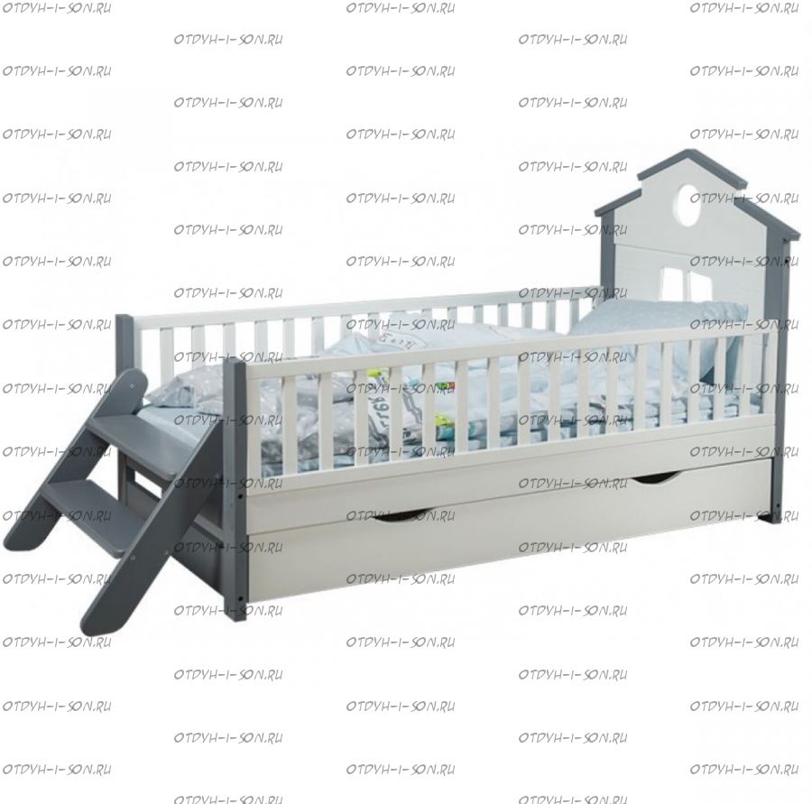 Кровать детская Алена с окошком и лестницей