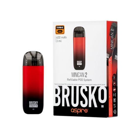 BRUSKO MINICAN 2, 400 mAh,  - Чёрно-красный градиент