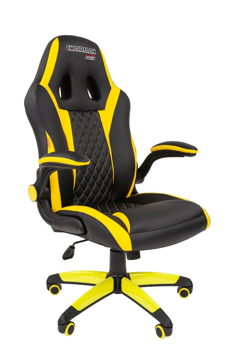 Кресло геймера CHAIRMAN GAME 15 (Эко-кожа черная/жёлтая)