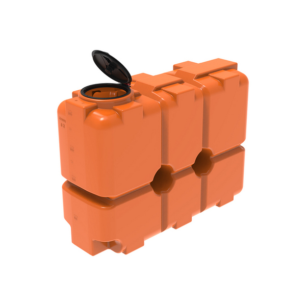 Емкость ST 2000л оранжевая с откидной крышкой пластиковая