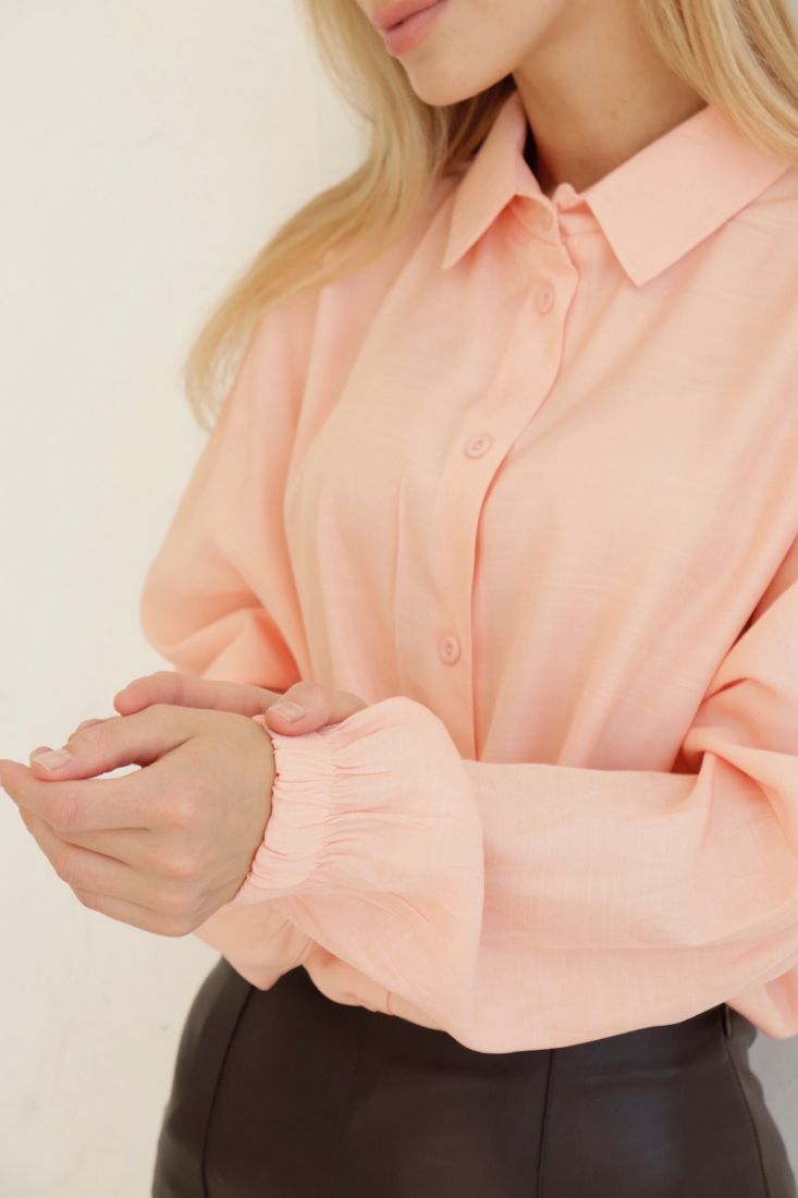 10790 Рубашка базовая персиково-розовая
