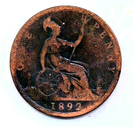 1 пенни 1892 Великобритания
