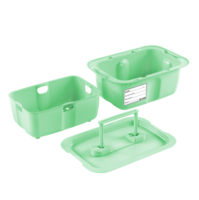 Емкость-контейнер полимерный для дезинфекции и предстерилизационной обработки изделий ЕДПО-3 салатовый