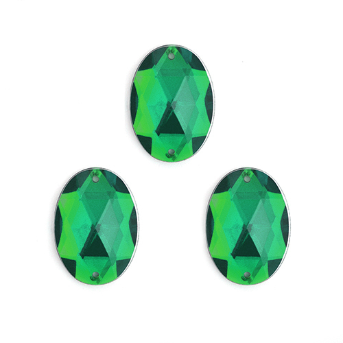 Стразы пришивные акриловые Овал цвет 12 зеленый кристалл Разные размеры (MG.D.12)