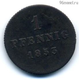 Германия Бавария 1 пфеннинг 1853