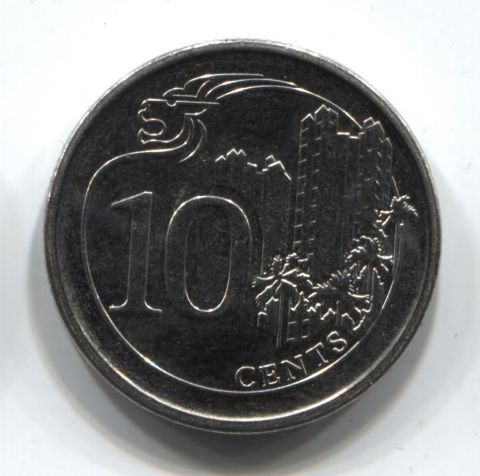 10 центов 2013 Сингапур UNC