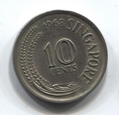 10 центов 1968 Сингапур