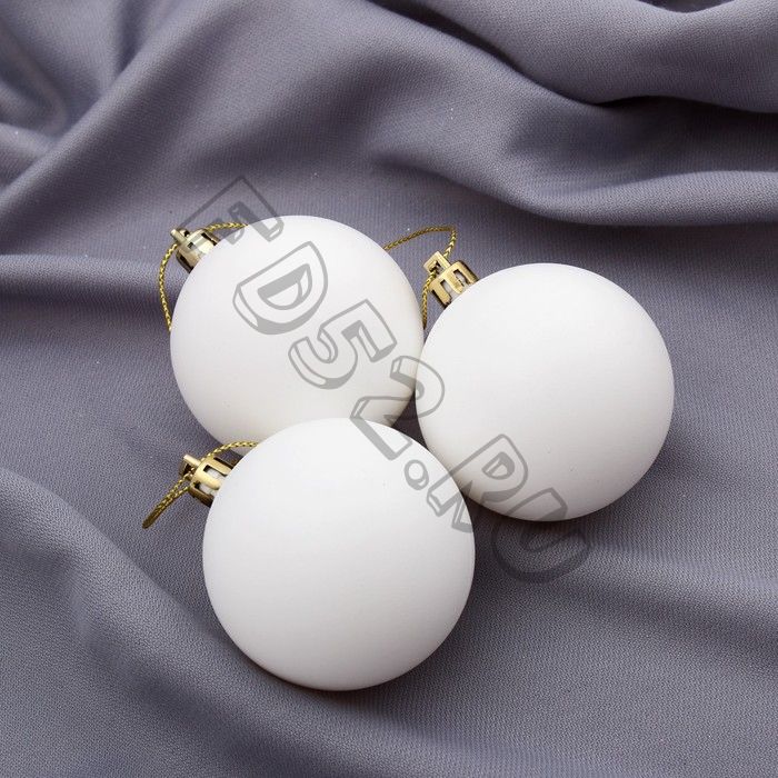 Набор шаров пластик d-5,5 см, 3 шт "Матовый" белый