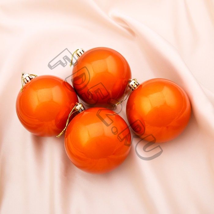 Набор шаров пластик d-8 см, 4 шт "Глянец" оранжевый