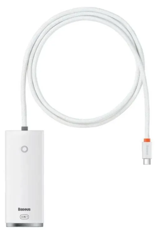 Адаптер-переходник Baseus Lite Series 4-Port Type-C HUB Adapter (Type-C to USB 3.0*4 ) 1m (WKQX030402) White