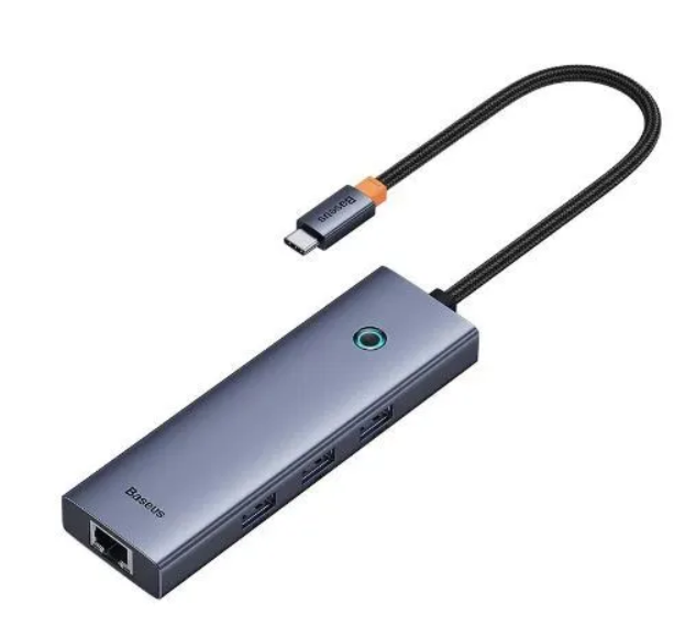 Хаб Baseus UltraJoy Series 4-Port HUB Space Grey (Type-C to USB3.0*3+RJ45*1) (B0005280A813-00)