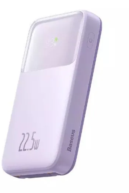 Внешний аккумулятор Baseus Comet Series с двойным кабелем и цифровым дисплеем, 10000 mAh, 22.5 W Purple PPMD020005