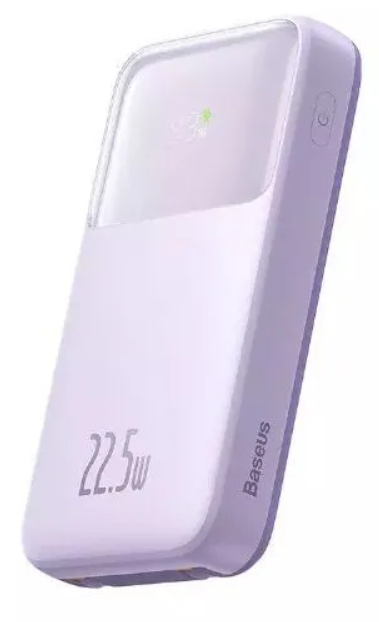 Внешний аккумулятор Baseus Comet Series с двойным кабелем и цифровым дисплеем, 20000 mAh, 22.5 W Purple PPMD020105