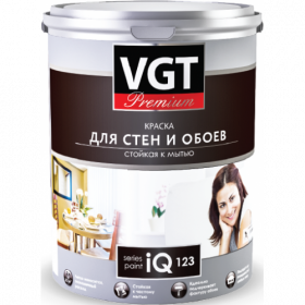 Краска для Стен и Обоев VGT Premium IQ 123 2л (3.1кг) Стойкая к Мытью / ВГТ Премиум.