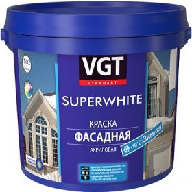 Краска Фасадная Зимняя VGT Superwhite ВД-АК-1180 15кг Нанесение до -10°С Cупербелая / ВГТ Зимняя.