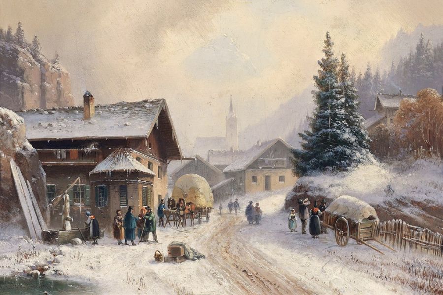 Долл, Антон - Деревенская улица зимой