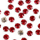 фото Стразы пришивные в серебряных цапах стекло цвет Рубин Разные размеры (SmilB-silver-siam)