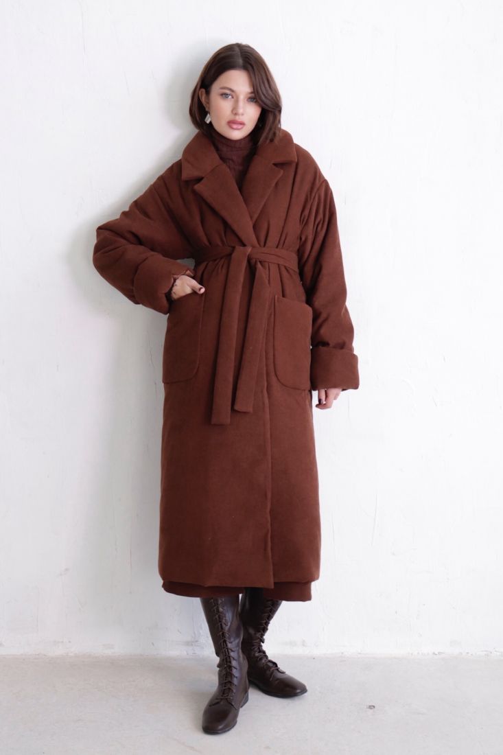 8096 Пальто-одеяло Premium Аlpolux "шоколад" (остаток: 46-48)