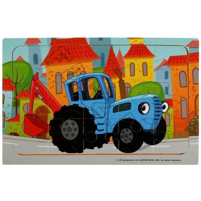 Игрушка деревянная «Пазл. Синий трактор» 22 x 15 см