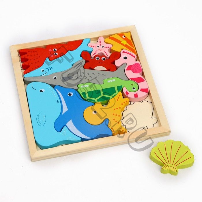Детский развивающий пазл в рамке «Морские животные» 16,6 x 16,6 x 1,2 см