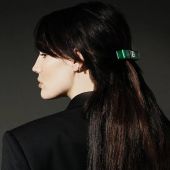 Balmain Hair Couture Заколка-слайд БАНТ КОЖАНЫЙ зеленый Limited Edition Barrette pour Cheveux Bow FW22