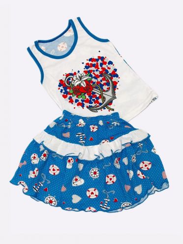 Костюм для девочки: топик, юбка с оборкой kA-KS0405-SUk, цвет голубой