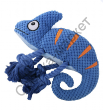 Игрушка Mr.Kranch для собак "Хамелеон" плюшевая с канатиками и пищалкой 26 см синяя