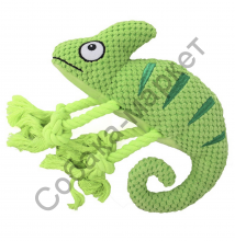 Игрушка Mr.Kranch для собак "Хамелеон" плюшевая с канатиками и пищалкой 26 см зеленая