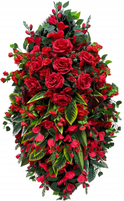 Фото Ритуальный венок из искусственных цветов - Элит #68 розы,пионы.гладиолусы,зелень