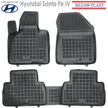 Коврики Hyundai Santa Fe IV от 2018 -  в салон резиновые Rezaw Plast (Польша) - 3 шт.