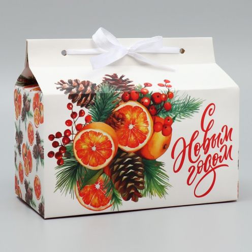 Коробка для сладостей «С Новым годом!» , апельсины, 10 х 18 х 14 см., арт. 9766745