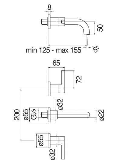 Смеситель для раковины Nobili Uno LR116298/ET1 схема 2
