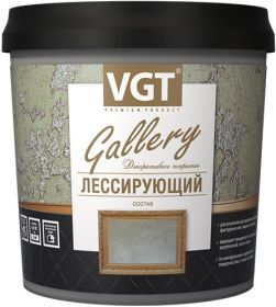 Лессирующий Состав Полупрозрачный VGT Gallery 2.2кг Прозрачный, Бесцветный, Серебристо-Белый для Декоративных Штукатурок / ВГТ Лессирующий