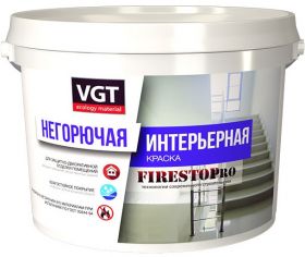 Краска Интерьерная Негорючая VGT Firestop Pro 25кг для Стен и Потолков / ВГТ