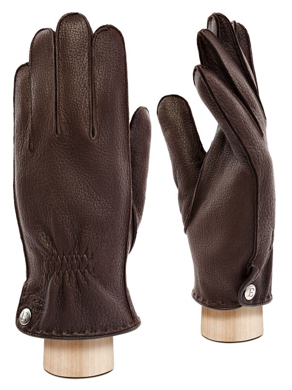 Коричневые перчатки мужские 100% ш HS640 brown ELEGANZZA