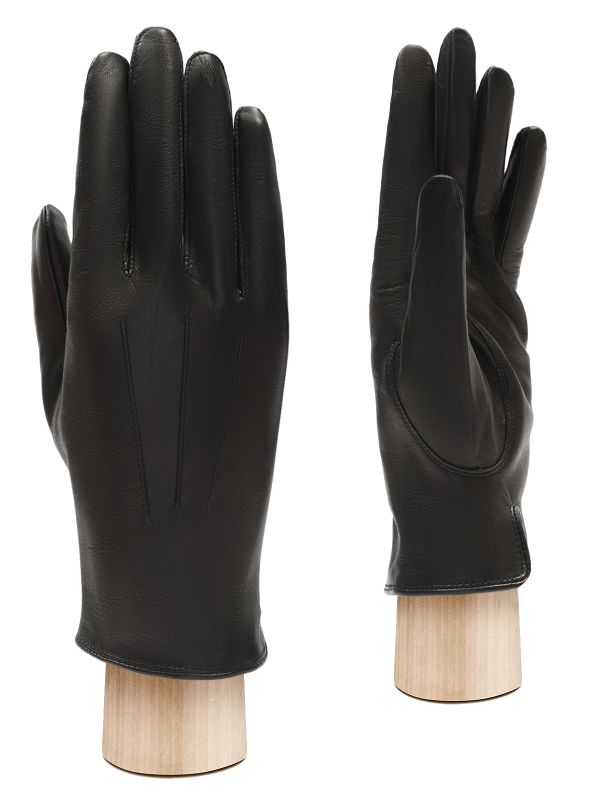 Мужские чёрные перчатки ш+каш. HP96000 black ELEGANZZA