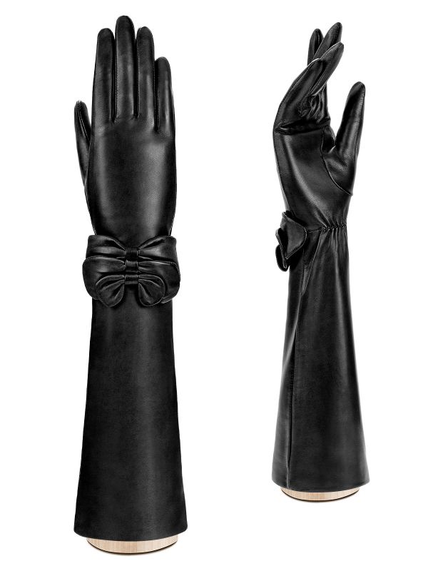 Длинные женские перчатки ш/п F-IS0075 black ELEGANZZA
