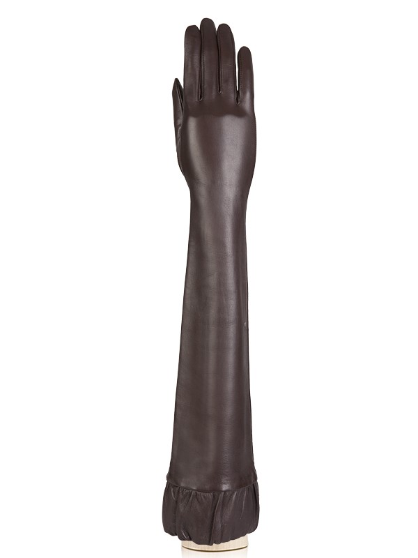 Женские кожаные перчатки ш+каш. F-IS8008 d.brown ELEGANZZA