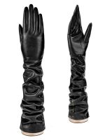 Женские кожаные перчатки ш+каш. F-IS1392 black ELEGANZZA