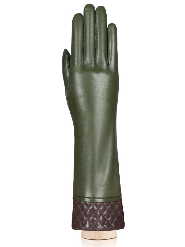 Перчатки женские ш+каш. HP91300 olive/d.brown ELEGANZZA