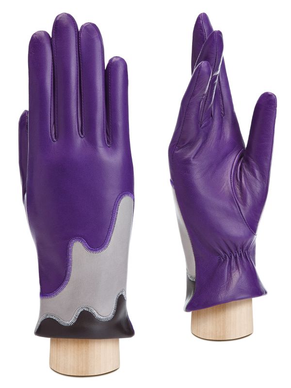 Перчатки женские ш+каш. IS01337 royal purple/l.taupe ELEGANZZA