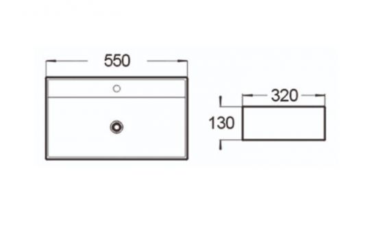 Керамическая накладная или подвесная раковина SantiLine SL-1098 55 х 32 схема 2