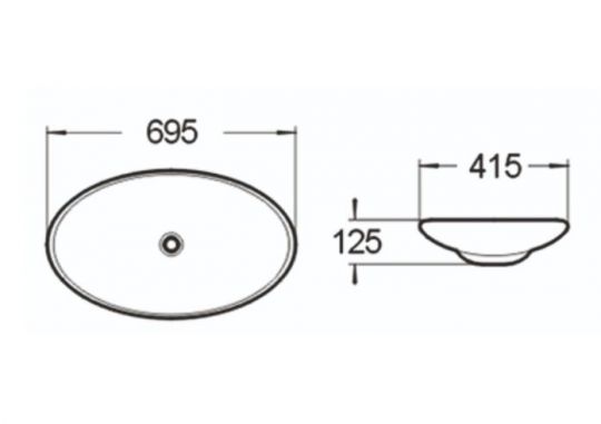 Керамическая накладная раковина SantiLine SL-1031 69,5 х 41,5 схема 2