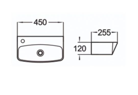 Керамическая накладная или подвесная раковина SantiLine SL-2003 45 х 25,5 схема 2