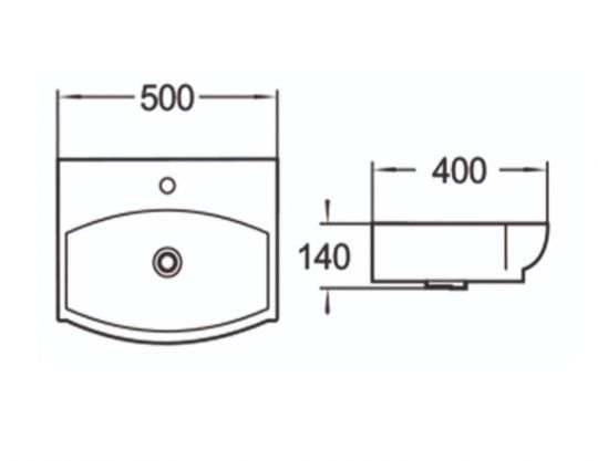 Керамическая накладная или подвесная раковина SantiLine SL-2024 50 х 40 схема 2