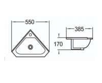 Керамическая угловая подвесная раковина SantiLine SL-2020 55 х 38,5 схема 2