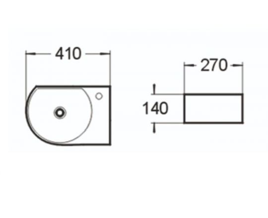 Керамическая накладная или подвесная раковина SantiLine SL-2015L 41 х 27 правая схема 2