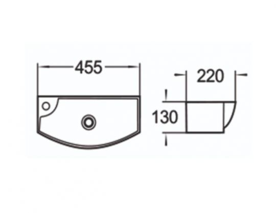 Керамическая накладная или подвесная раковина SantiLine SL-2013R 45,5 х 22 левая ФОТО