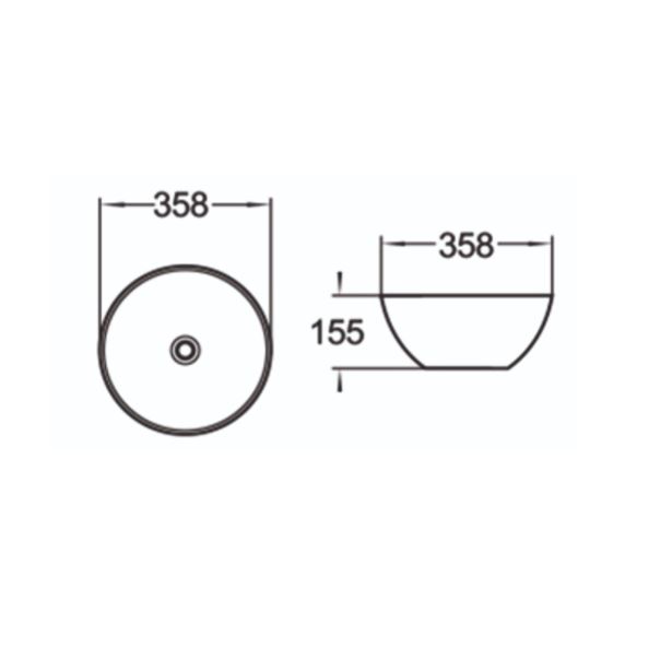 Керамическая накладная раковина SantiLine SL-1040 35,8 х 35,8 схема 2