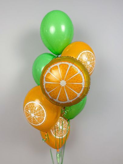 Фонтан Апельсиновый из шаров с гелием